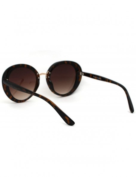 Round Womens Mod Chic Retro Designer Round Fashion Sunglasses - Tortoise Brown - CS18XWST0CO $13.09