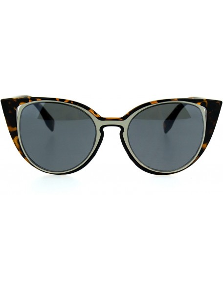 Cat Eye Retro Double Rim Womens Cat Eye Goth Diva Sunglasses - Tortoise Black - C81853RL3E4 $22.96