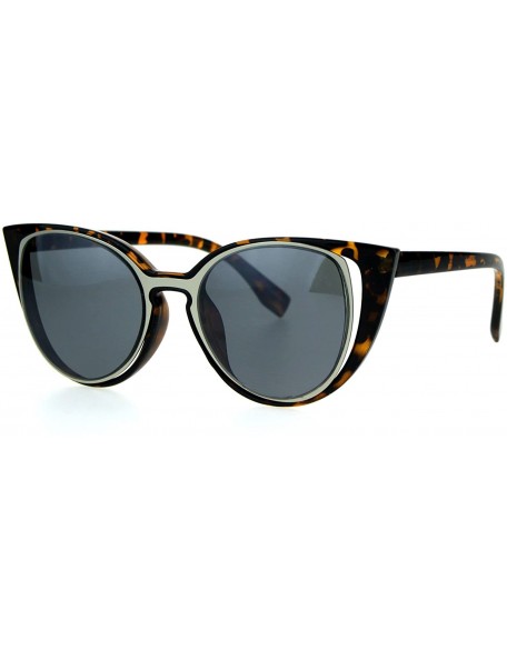 Cat Eye Retro Double Rim Womens Cat Eye Goth Diva Sunglasses - Tortoise Black - C81853RL3E4 $14.58