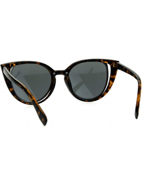 Cat Eye Retro Double Rim Womens Cat Eye Goth Diva Sunglasses - Tortoise Black - C81853RL3E4 $14.58