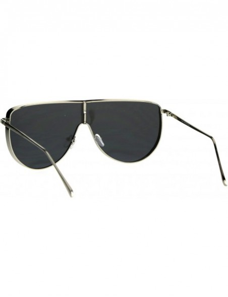 Oversized Oversized Shield Fashion Sunglasses Flat Top Metal Frame Mirror Lens - Silver (Silver Mirror) - CO186HXIRMX $9.12