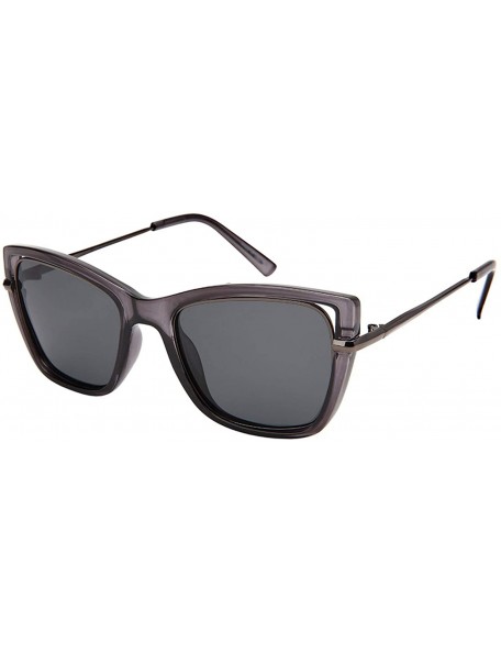 Square Women's 100% UV400 Protection Tac Polarized Square Lens Fashion Sunglasses - Clear Dark/Matelgun - CH193MWEOL0 $13.18