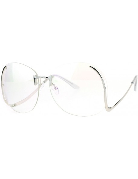 Butterfly Womens Granny Swan Drop Temple Unique Rimless Oversized Glasses - Silver - CG12NW3H3OB $13.36