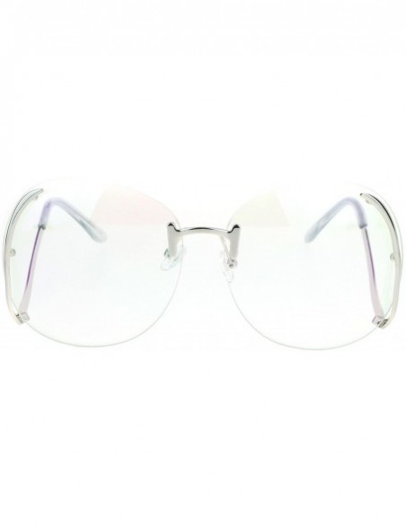 Butterfly Womens Granny Swan Drop Temple Unique Rimless Oversized Glasses - Silver - CG12NW3H3OB $13.36