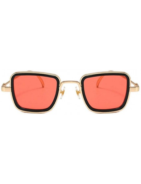 Goggle Small Square Punk Style Sunglasses Metal Frame glasses male Fashion Mens Goggle - Gold&pink - C81925LZO0Z $11.14