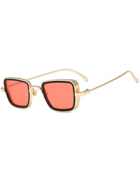 Goggle Small Square Punk Style Sunglasses Metal Frame glasses male Fashion Mens Goggle - Gold&pink - C81925LZO0Z $11.14