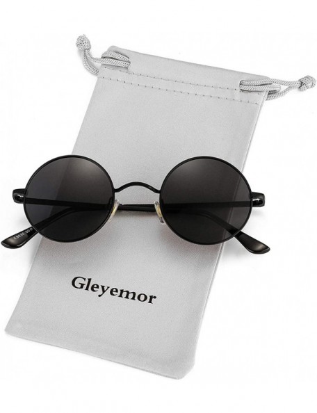 Round 2-Pack John Lennon Style Round Sunglasses for Men Women Polarized Small Circle Sun Glasses - CV192EDDMNS $15.73