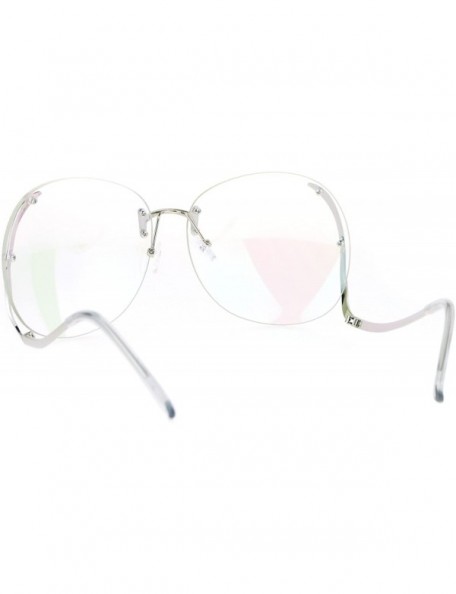 Butterfly Womens Granny Swan Drop Temple Unique Rimless Oversized Glasses - Silver - CG12NW3H3OB $13.36