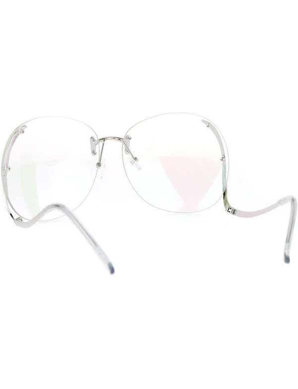 Womens Granny Swan Drop Temple Unique Rimless Oversized Glasses Silver CG12NW3H3OB