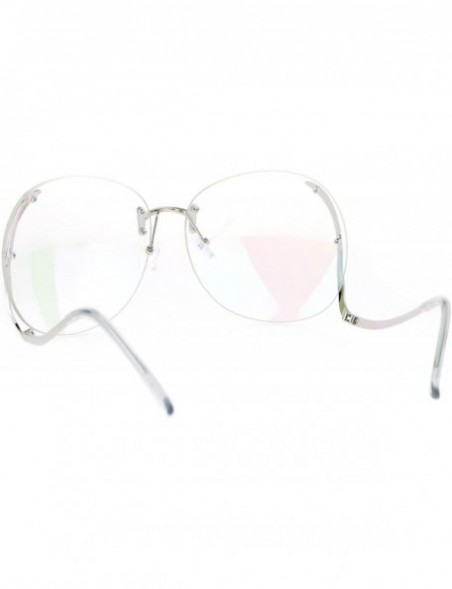 Butterfly Womens Granny Swan Drop Temple Unique Rimless Oversized Glasses - Silver - CG12NW3H3OB $13.36