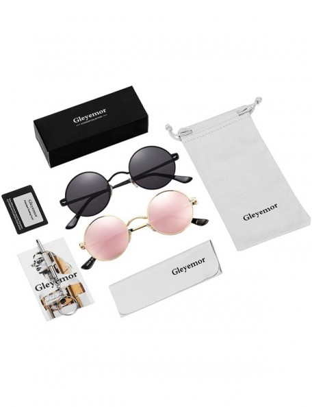 Round 2-Pack John Lennon Style Round Sunglasses for Men Women Polarized Small Circle Sun Glasses - CV192EDDMNS $15.73