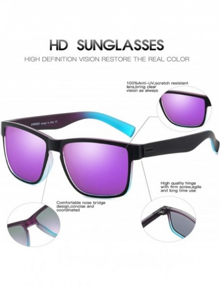 Square Vintage Polarized Sunglasses for Men and Women Driving Sun Glasses 100% UV Protection 518 - Purple&blue - CD193QQ3W28 ...