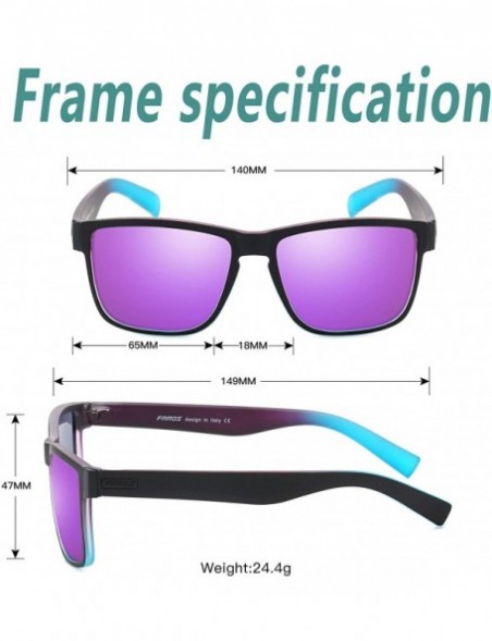 Square Vintage Polarized Sunglasses for Men and Women Driving Sun Glasses 100% UV Protection 518 - Purple&blue - CD193QQ3W28 ...