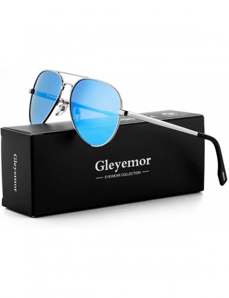 Sport Polarized Small Aviator Sunglasses for Small Face Women Men Juniors- 52mm - A4 Silver/Blue Mirror - CA19465UQZM $11.70