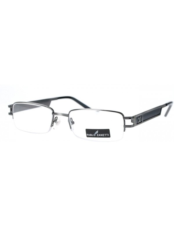 Rectangular Pablo Zanetti Reading Glasses Unisex Half Rim Rectangular 53-18-140-30 - Gun Metal Black - CL11VLHIQ6X $9.98