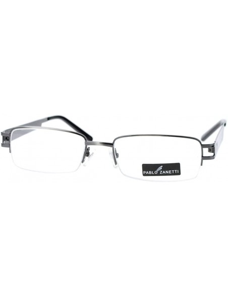 Rectangular Pablo Zanetti Reading Glasses Unisex Half Rim Rectangular 53-18-140-30 - Gun Metal Black - CL11VLHIQ6X $9.98