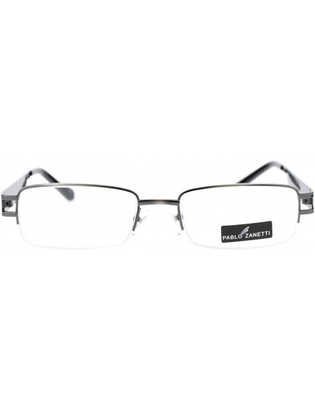 Rectangular Pablo Zanetti Reading Glasses Unisex Half Rim Rectangular 53-18-140-30 - Gun Metal Black - CL11VLHIQ6X $9.98