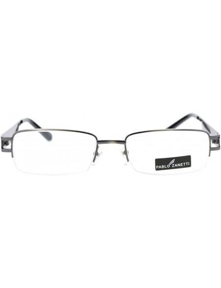 Rectangular Pablo Zanetti Reading Glasses Unisex Half Rim Rectangular 53-18-140-30 - Gun Metal Black - CL11VLHIQ6X $9.98