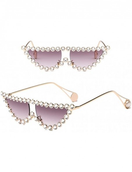Rimless Oval Cat Eyes Sunglasses Polarized-Hipster Diamond Shade Glasses-Eyewear Unisex - B - CB190O934LE $40.00