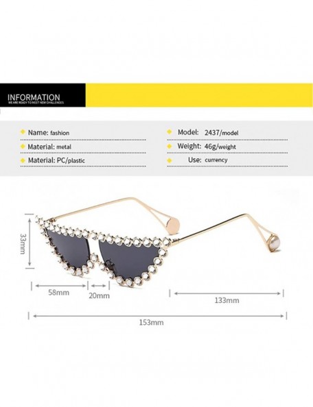 Rimless Oval Cat Eyes Sunglasses Polarized-Hipster Diamond Shade Glasses-Eyewear Unisex - B - CB190O934LE $40.00