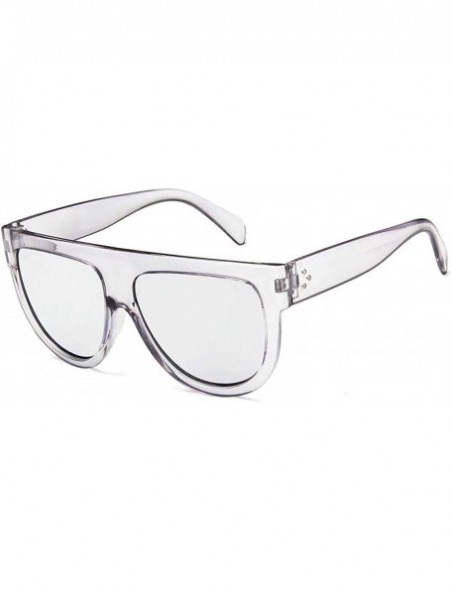 Oval Sunglasses Woman Vintage Retro Flat Top Gradient Shield Black Sun Glasses Pilot Luxury Oversized Eyewear - CE198AHXAEG $...