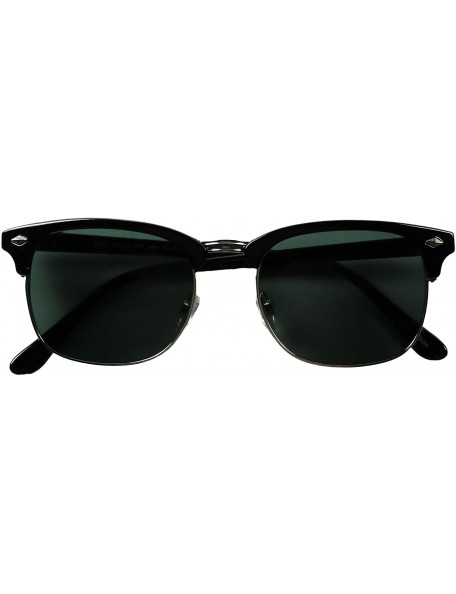 Round Premium Clubmaster Sunglasses Silver - Black Frame W/ Silver Trim- Black Smoke Lens - C112E0EHW3L $10.05