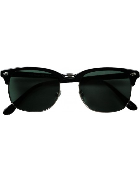 Round Premium Clubmaster Sunglasses Silver - Black Frame W/ Silver Trim- Black Smoke Lens - C112E0EHW3L $10.05