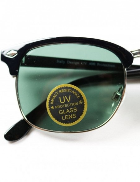 Round Premium Clubmaster Sunglasses Silver - Black Frame W/ Silver Trim- Black Smoke Lens - C112E0EHW3L $10.05