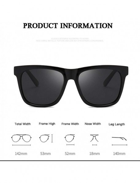 Square Men Women Polarized Sunglasses Fashion Classic Square Frame Mirror Lens Driving Eyewear UV400 - Sand Black - C7199OK6S...