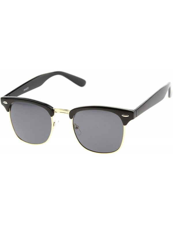 Wayfarer Half Frame Semi-Rimless Horn Rimmed Sunglasses - Black-gold / Smoke - C111YZPE3W9 $12.77