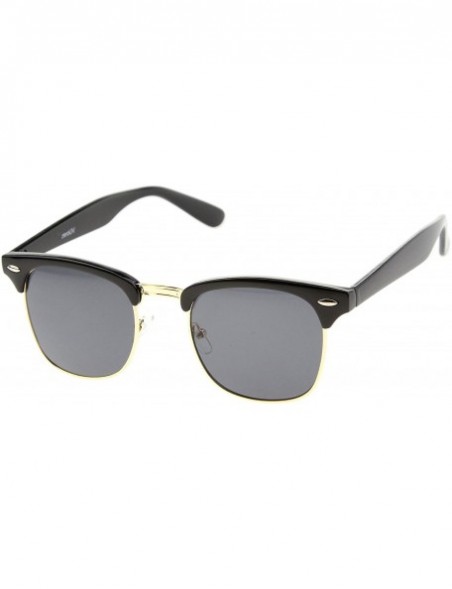 Wayfarer Half Frame Semi-Rimless Horn Rimmed Sunglasses - Black-gold / Smoke - C111YZPE3W9 $12.77