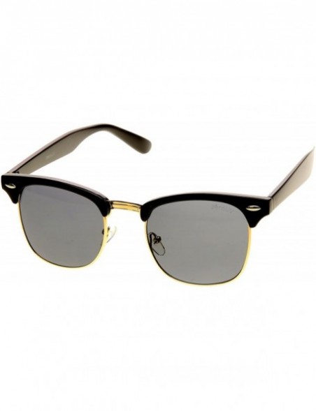 Wayfarer Half Frame Semi-Rimless Horn Rimmed Sunglasses - Black-gold / Smoke - C111YZPE3W9 $12.77