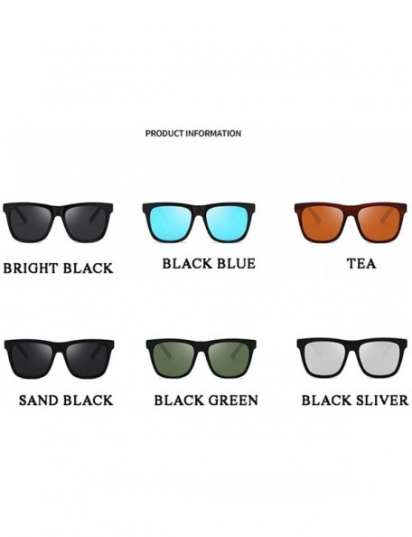 Square Men Women Polarized Sunglasses Fashion Classic Square Frame Mirror Lens Driving Eyewear UV400 - Sand Black - C7199OK6S...