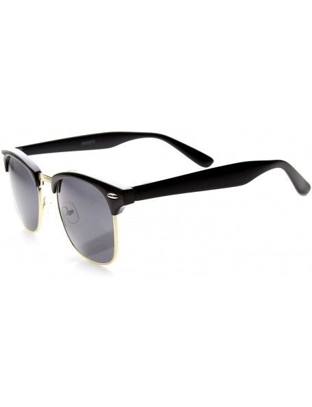 Wayfarer Half Frame Semi-Rimless Horn Rimmed Sunglasses - Black-gold / Smoke - C111YZPE3W9 $12.77