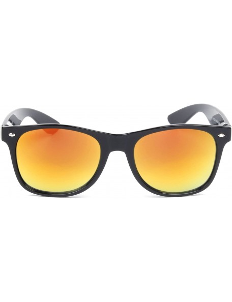 Oversized E15 Classic Wayfarer Pillowed Rectangle Mirrored Lens Sunglasses With Protection Eye Glasses - Black - Orange - CS1...