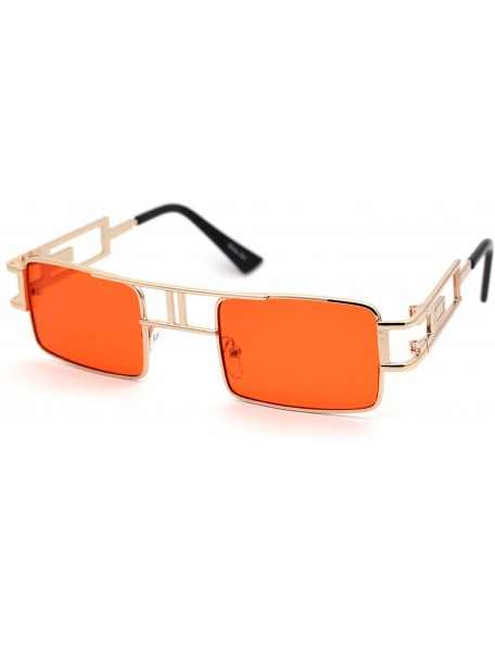 Square 90s Gangster Rapper Square Rectangular Luxury Metal Rim Sunglasses - Gold Red - CX18Z3LISSS $11.62