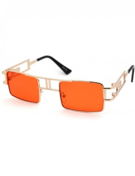 Square 90s Gangster Rapper Square Rectangular Luxury Metal Rim Sunglasses - Gold Red - CX18Z3LISSS $11.62