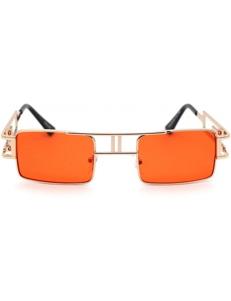 Square 90s Gangster Rapper Square Rectangular Luxury Metal Rim Sunglasses - Gold Red - CX18Z3LISSS $11.62