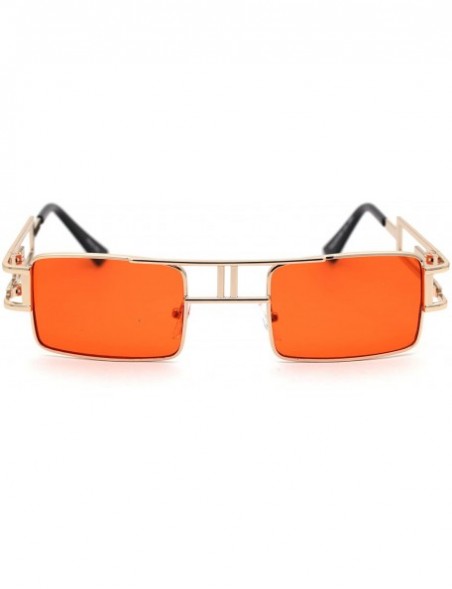 Square 90s Gangster Rapper Square Rectangular Luxury Metal Rim Sunglasses - Gold Red - CX18Z3LISSS $11.62