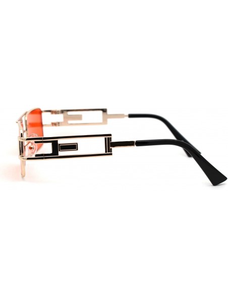 Square 90s Gangster Rapper Square Rectangular Luxury Metal Rim Sunglasses - Gold Red - CX18Z3LISSS $11.62