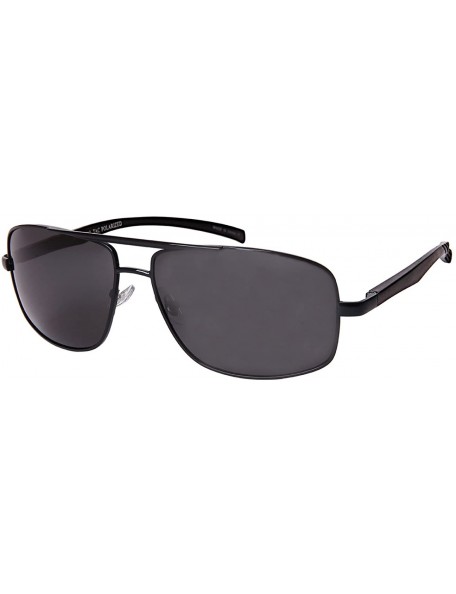 Sport Large Size Polarized Classic Rectangular Square Aviator Sunglasses for Men Aluminum Arm - C918T2RO9A4 $26.98