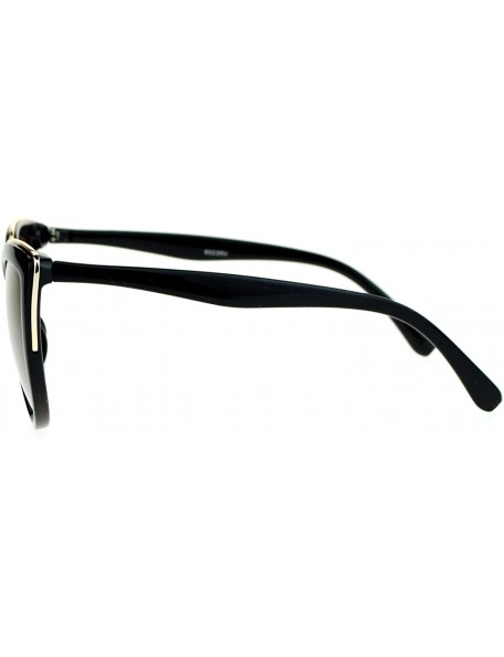 Cat Eye Womens Color Mirror Mirrored Lens Oversize Cat Eye Sunglasses - Black Gold - CQ12C4VMGGP $10.16