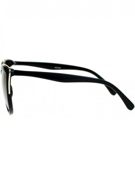 Cat Eye Womens Color Mirror Mirrored Lens Oversize Cat Eye Sunglasses - Black Gold - CQ12C4VMGGP $10.16