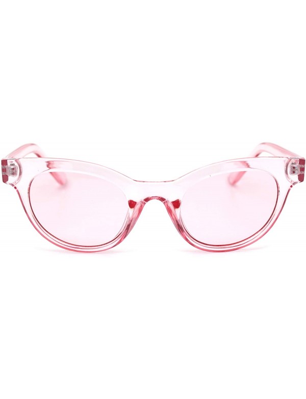 Oval Mod Womens Thick Plastic Oval Hippie Horn Rim Sunglasses - Pink - CJ18YX4YX2R $10.33