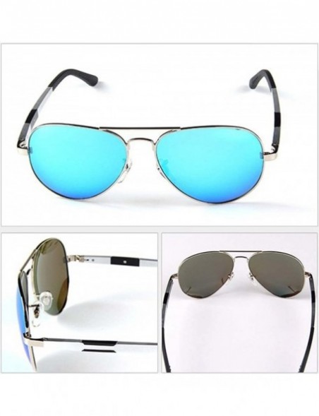 Goggle Anti-luster film classic retro sunglasses polarized sunglasses Colorful sunglasses - Blue Color - CV1264B25TJ $34.76