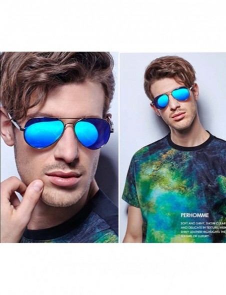 Goggle Anti-luster film classic retro sunglasses polarized sunglasses Colorful sunglasses - Blue Color - CV1264B25TJ $34.76