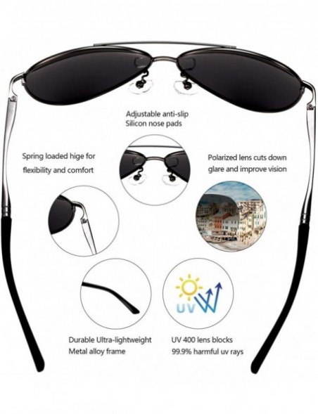 Aviator Polarized Sunglasses for Men and Women - Retro Polarized Mens Classic sunglasses - Blackgun - CK18MHETXH5 $19.96