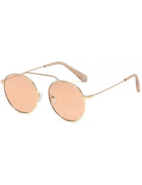 Round Retro Round Sunglasses Men Women Fashion Metal Frame Sun Glasses UV protection - Champagne - CZ18ZZSOZTY $14.76