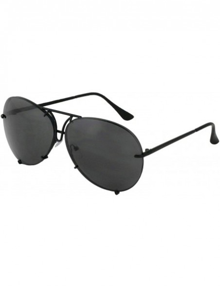 Oversized Aviator Poshe Black Brown Lens Twirl Metal Design Frames Sunglasses - Black and Brown/Gold - C218IE75IKQ $27.49