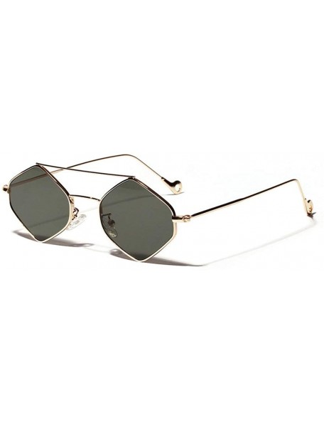 Square New fashion trend multilateral square small frame diamond unisex sunglasses - Dark Green - C918KOQQZKR $12.22